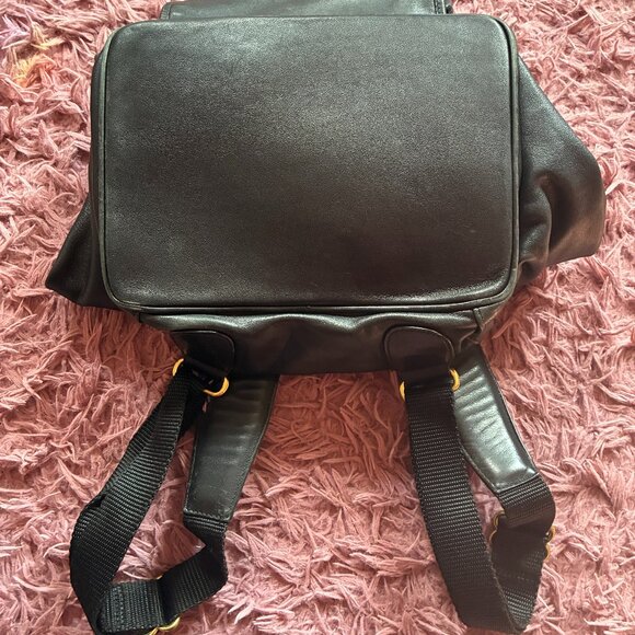 Vintage COACH Large Black Drawstring Backpack Leather Shoulder Bag C3S 0529 - Picture 4 of 9